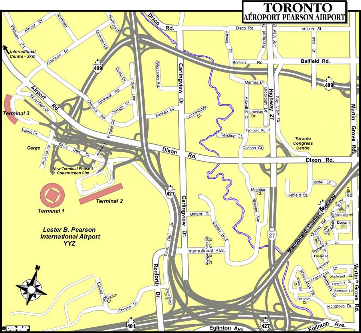 Kart av Toronto flyplasser