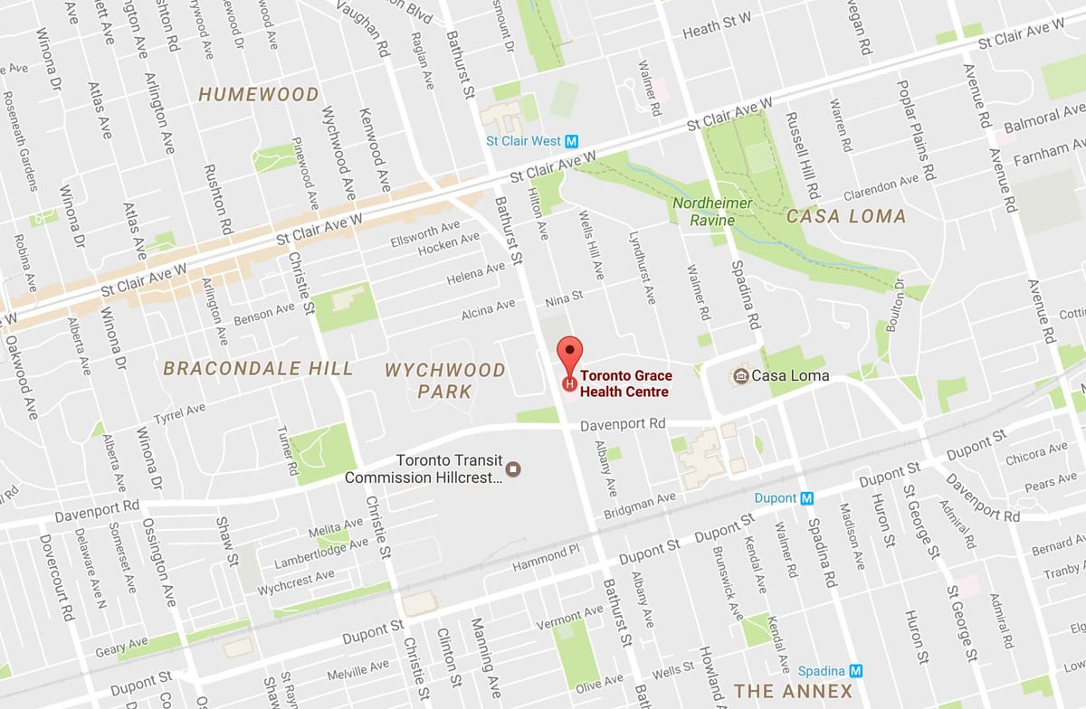 Kart av Toronto Nåde Helse Sentrum