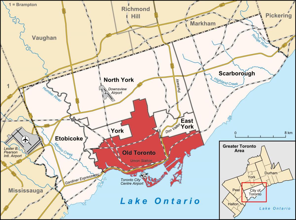 Kart av Toronto-området
