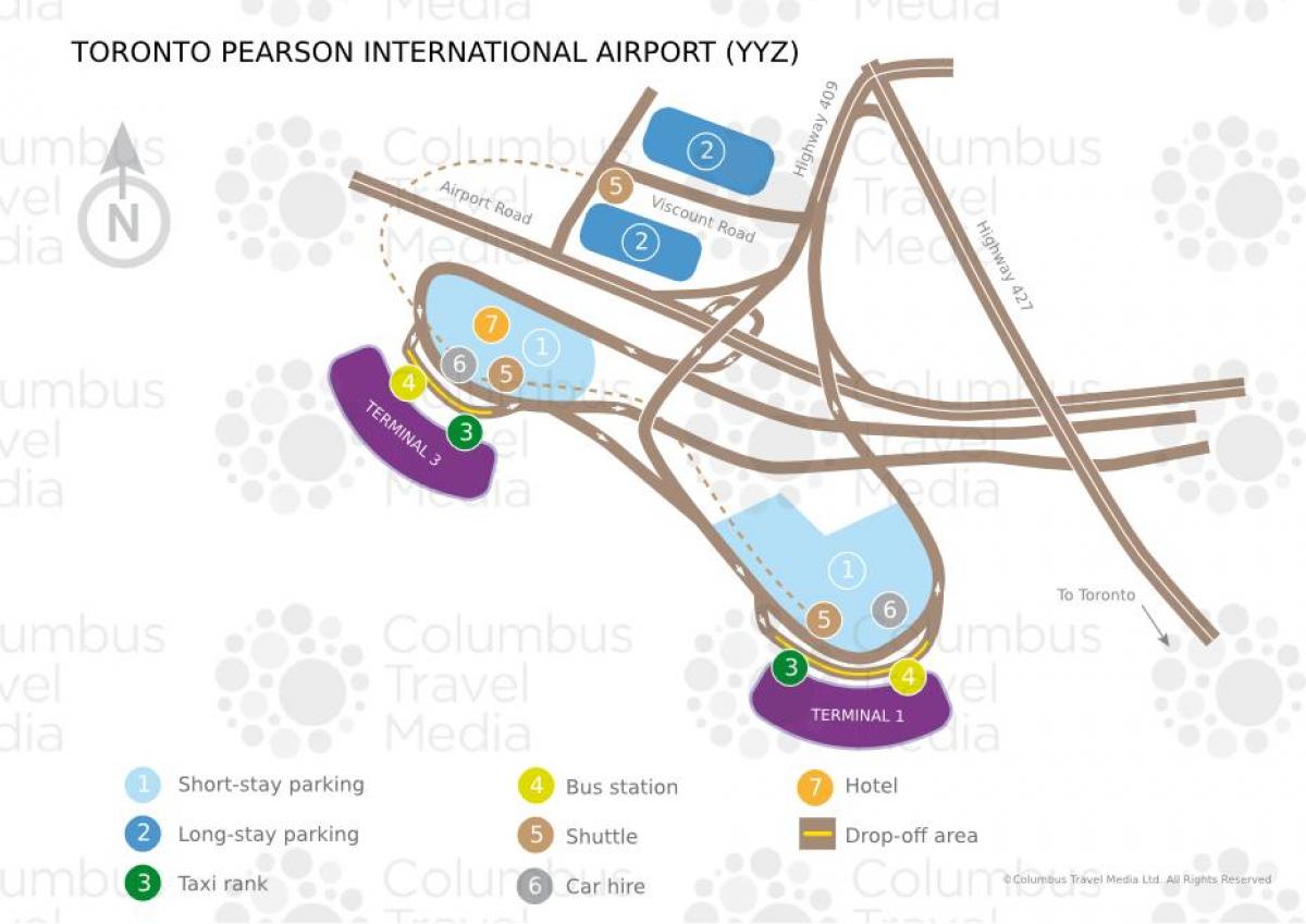Kart av Toronto Pearson flyplass