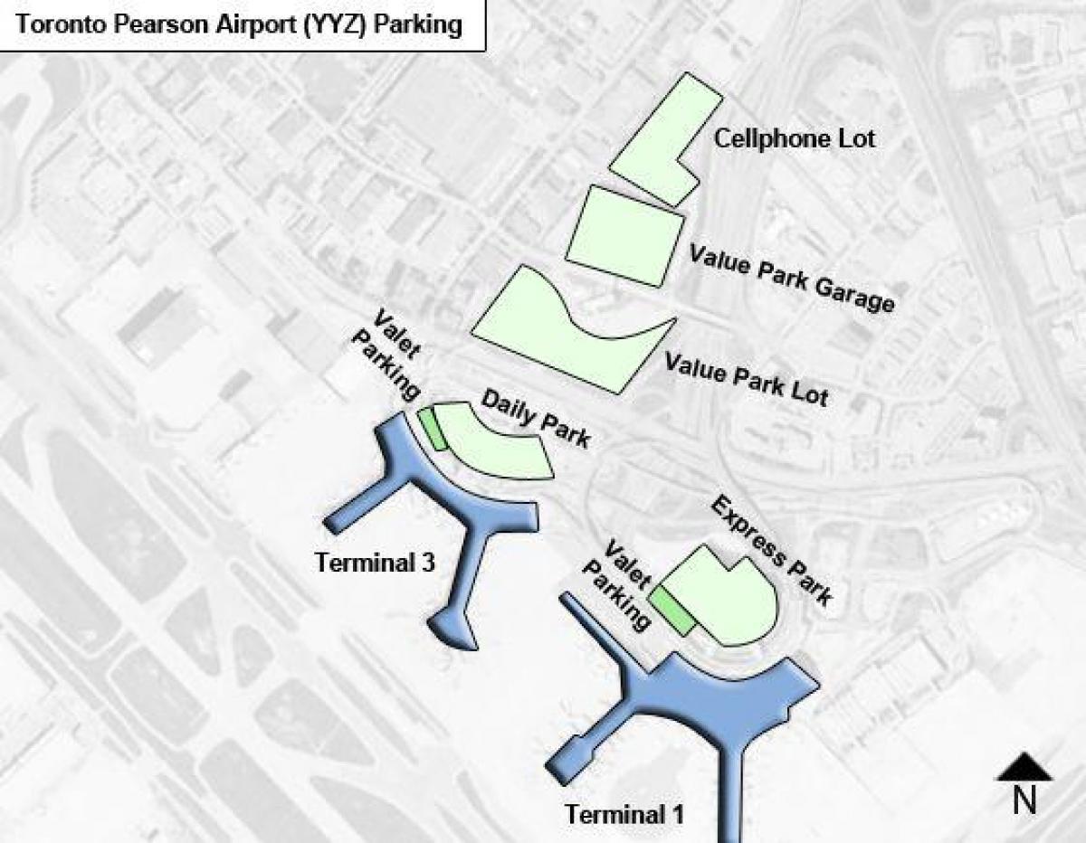 Kart av Toronto Pearson-flyplassen parkering