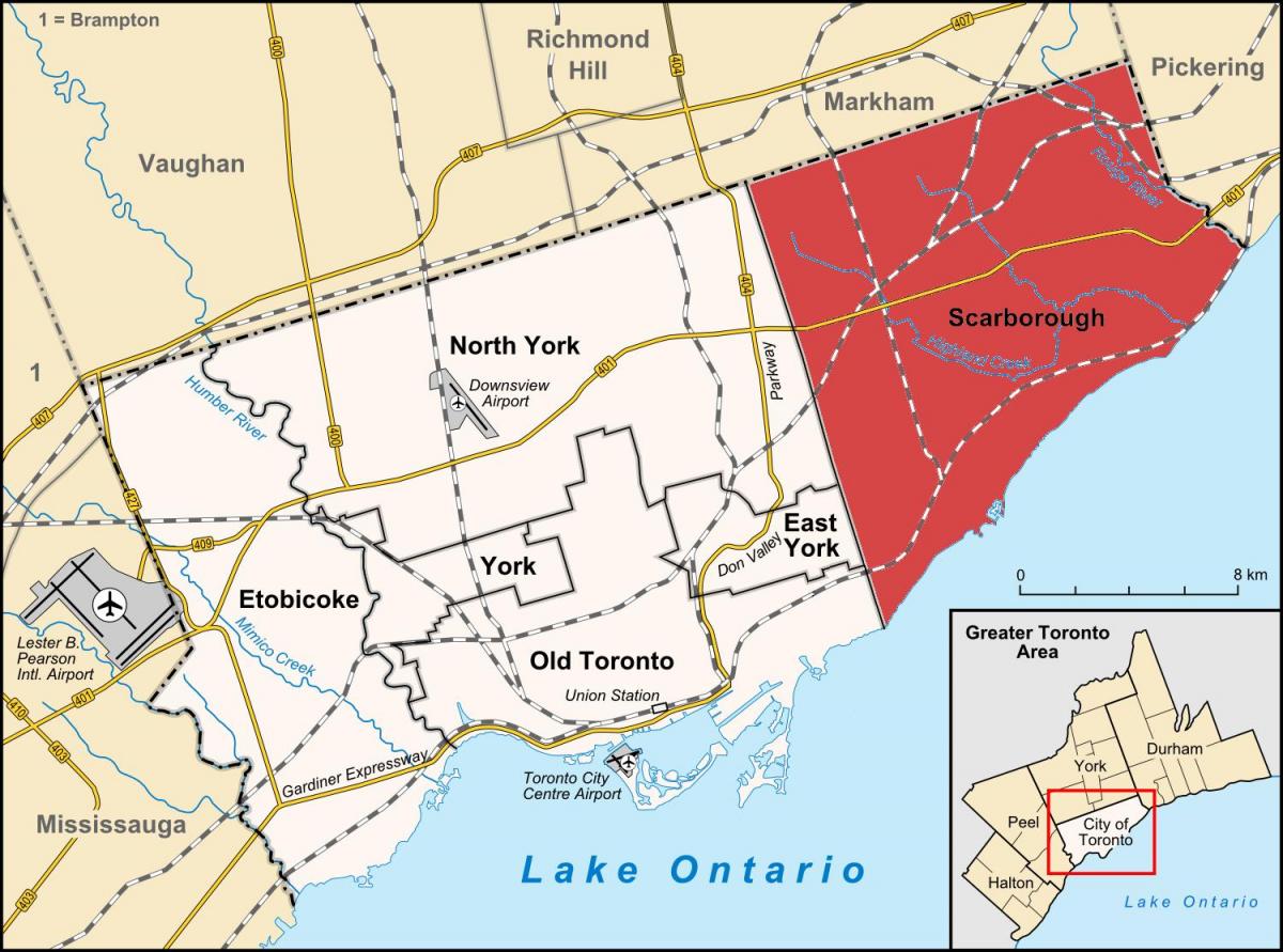 Kart av Toronto Scarborough