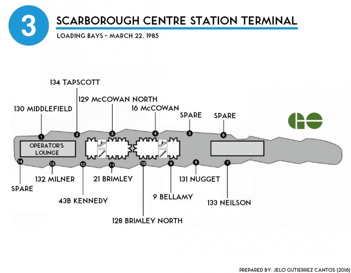 Kart av Toronto Scarborough sentrum station-terminal