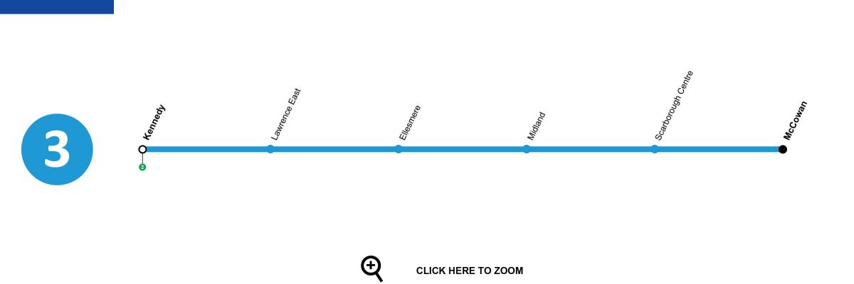 Kart av Toronto t-bane linje 3 Scarborough RT