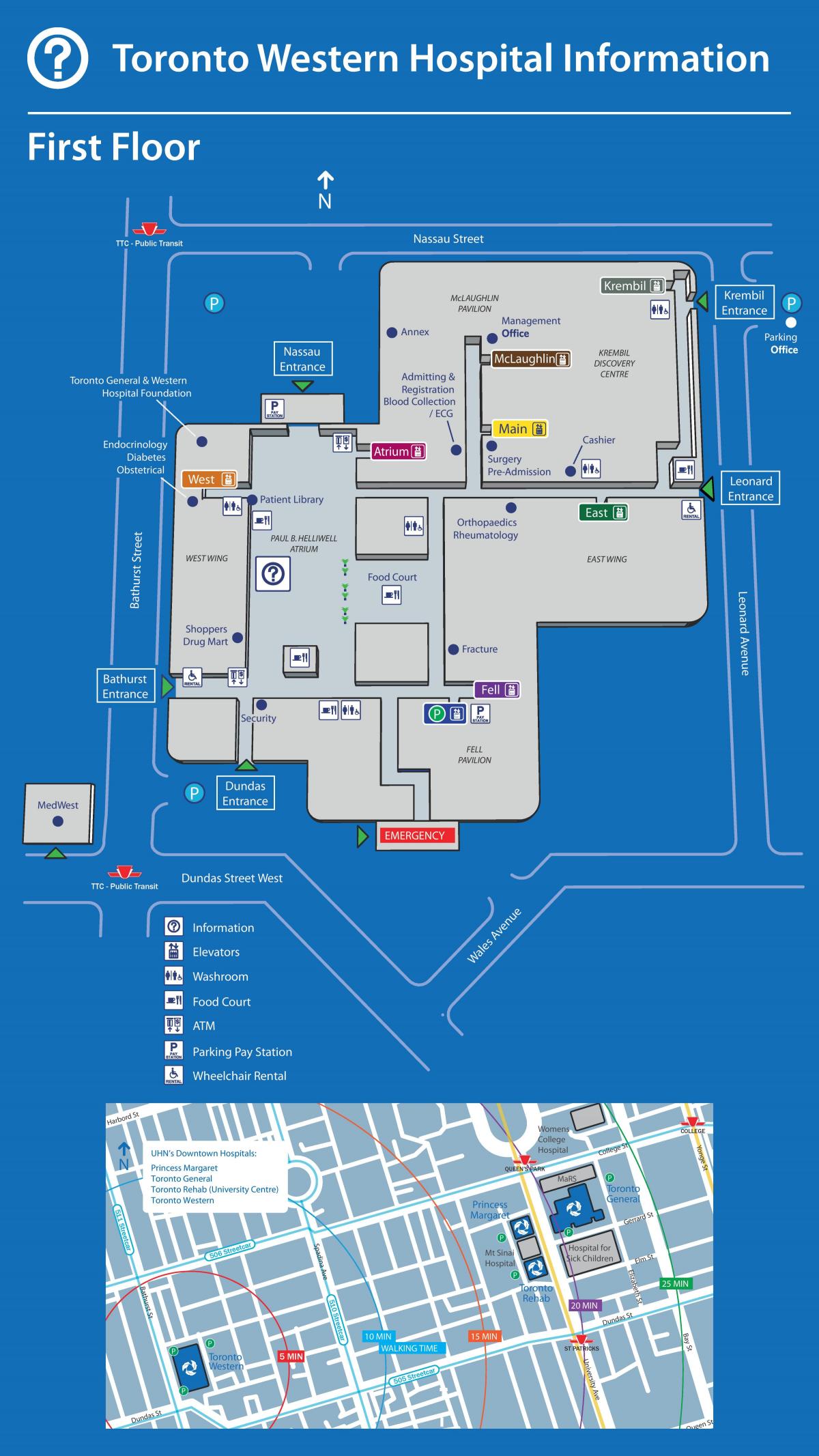 Kart av Toronto Vest-Sykehus