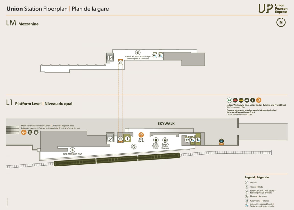 Kart av Union station-plattform nivå