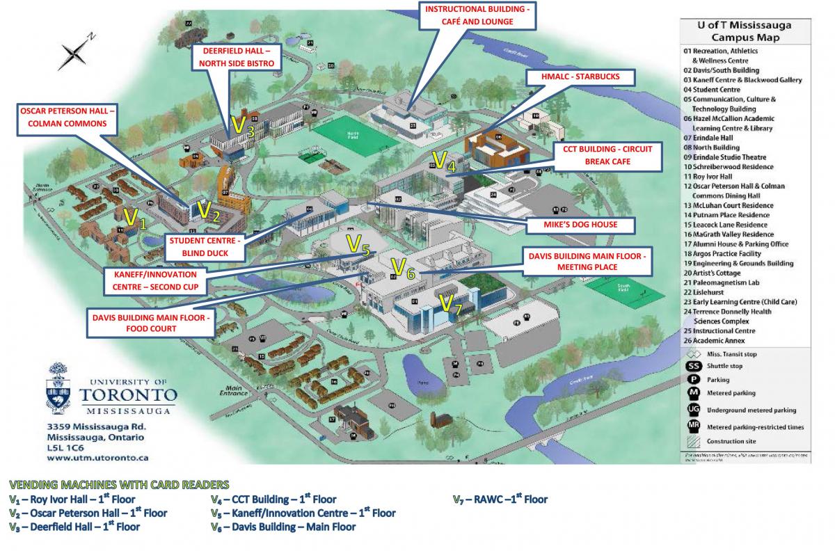 Kart av university of Toronto Mississauga campus mat-tjenester