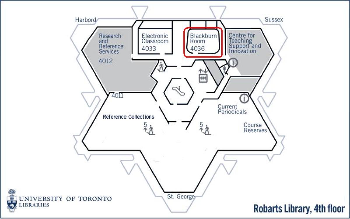 Kart av university of Toronto Robarts bibliotek blackburn rommet