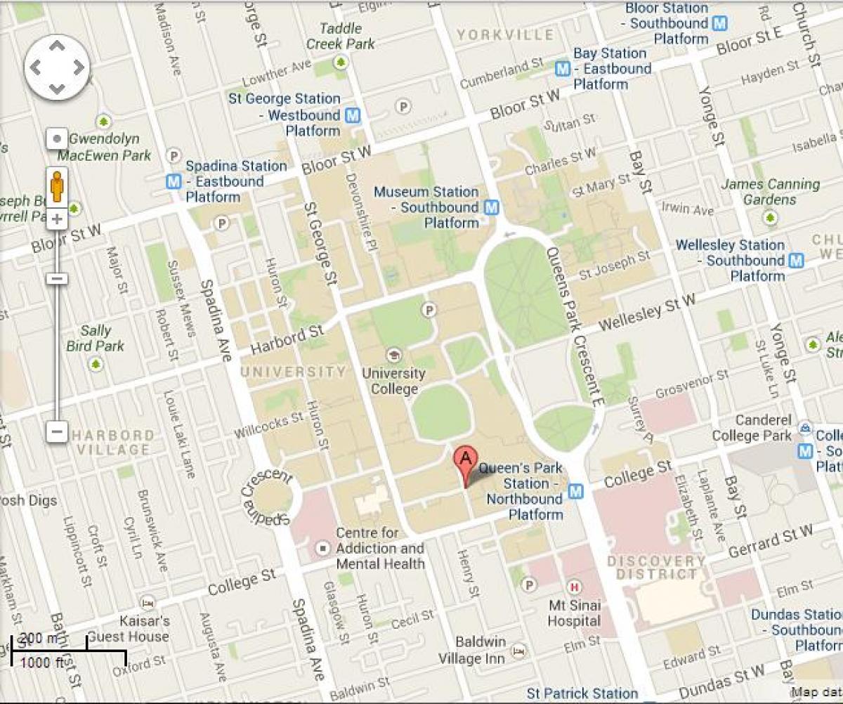 Kart av university of Toronto St George