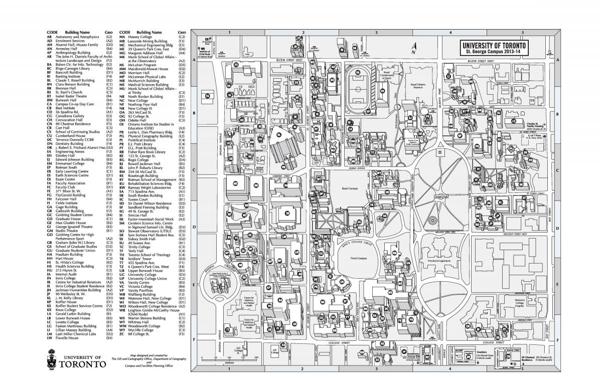 Kart av university of Toronto St Georges campus