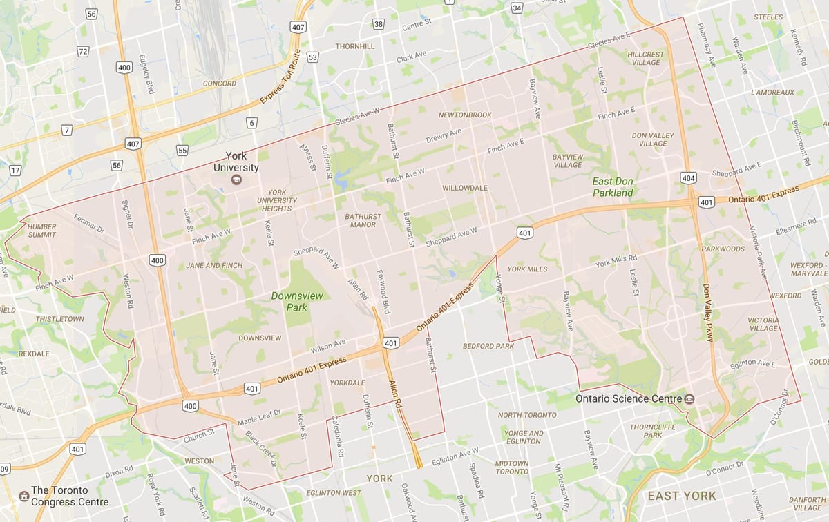 Kart av Uptown Toronto-området i Toronto