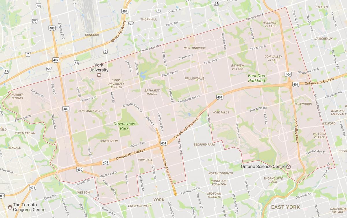 Kart av Uptown Toronto-området i Toronto