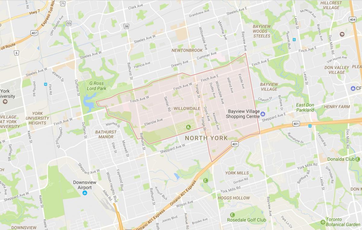 Kart over Videdal-området i Toronto