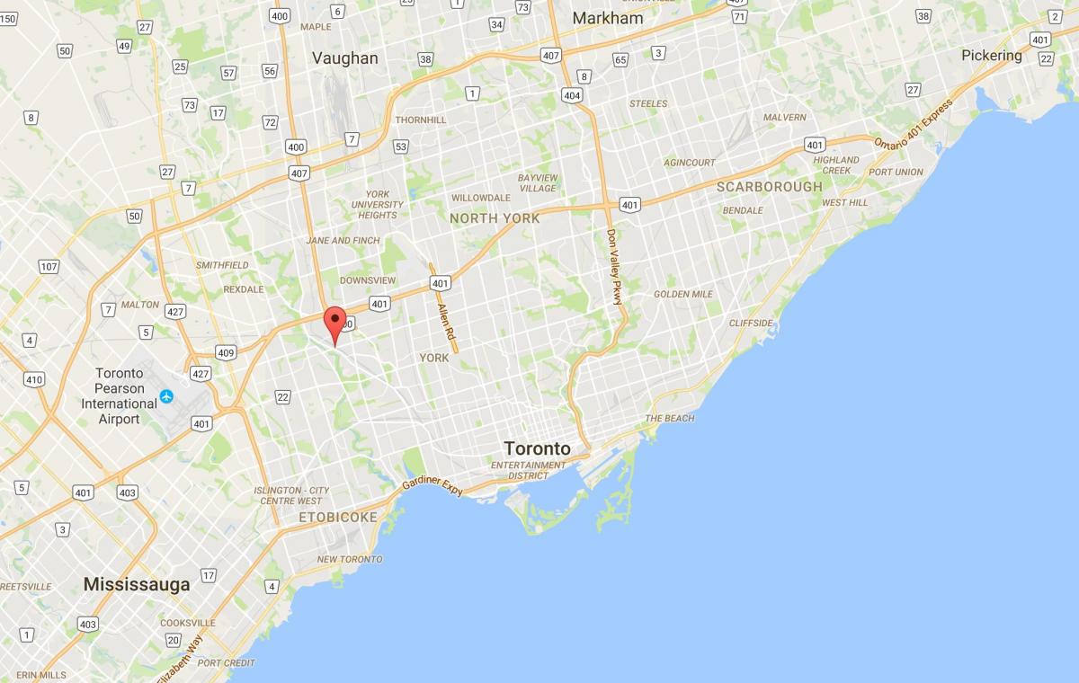 Kart av Weston-distriktet Toronto