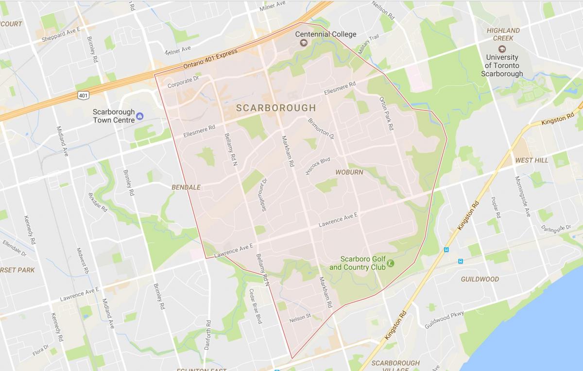 Kart av Woburn-området i Toronto