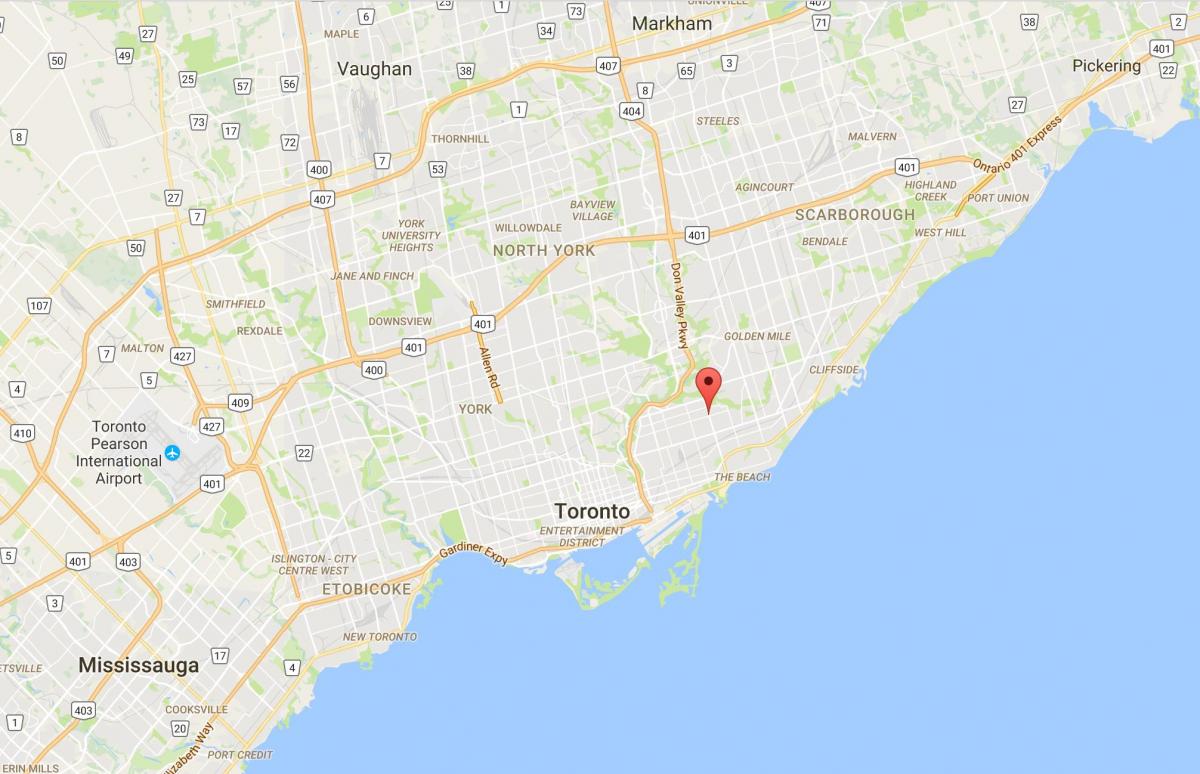 Kart av Woodbine Heightsdistrict Toronto