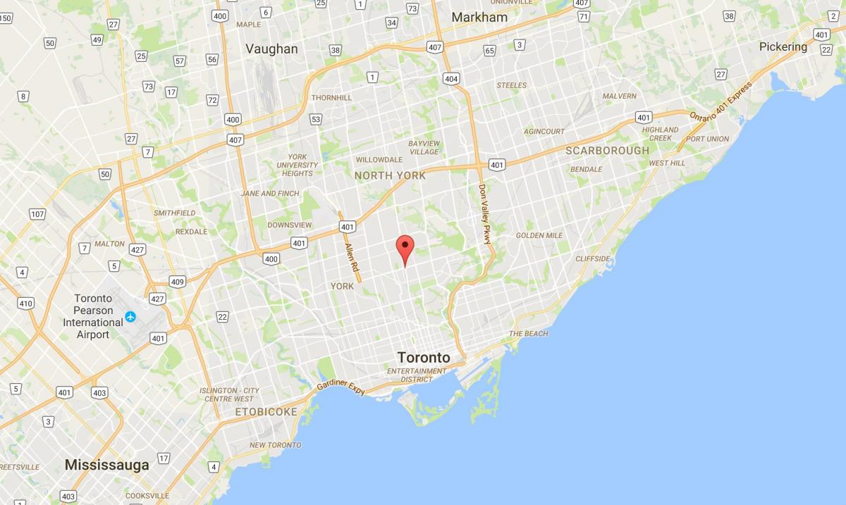 Kart av Yonge og Eglinton distriktet Toronto