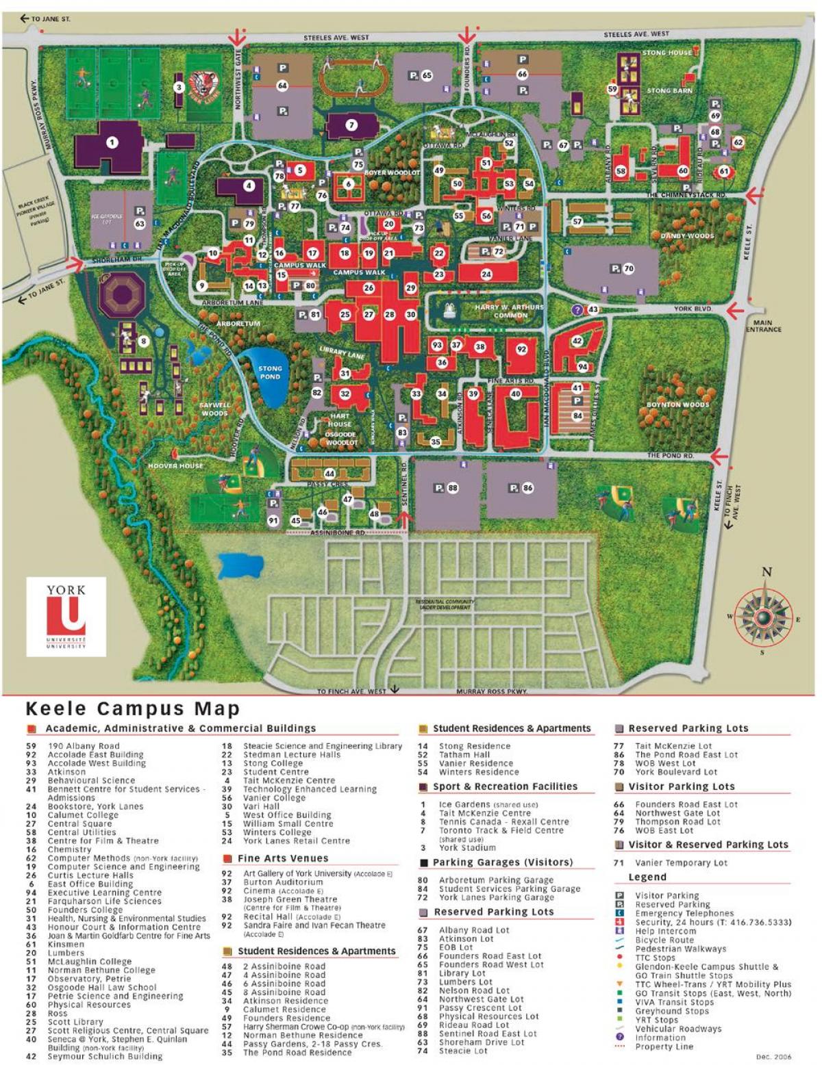 Kart av York university campus keele