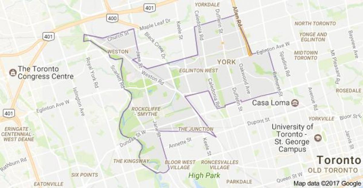 Kart av York Toronto, Canada