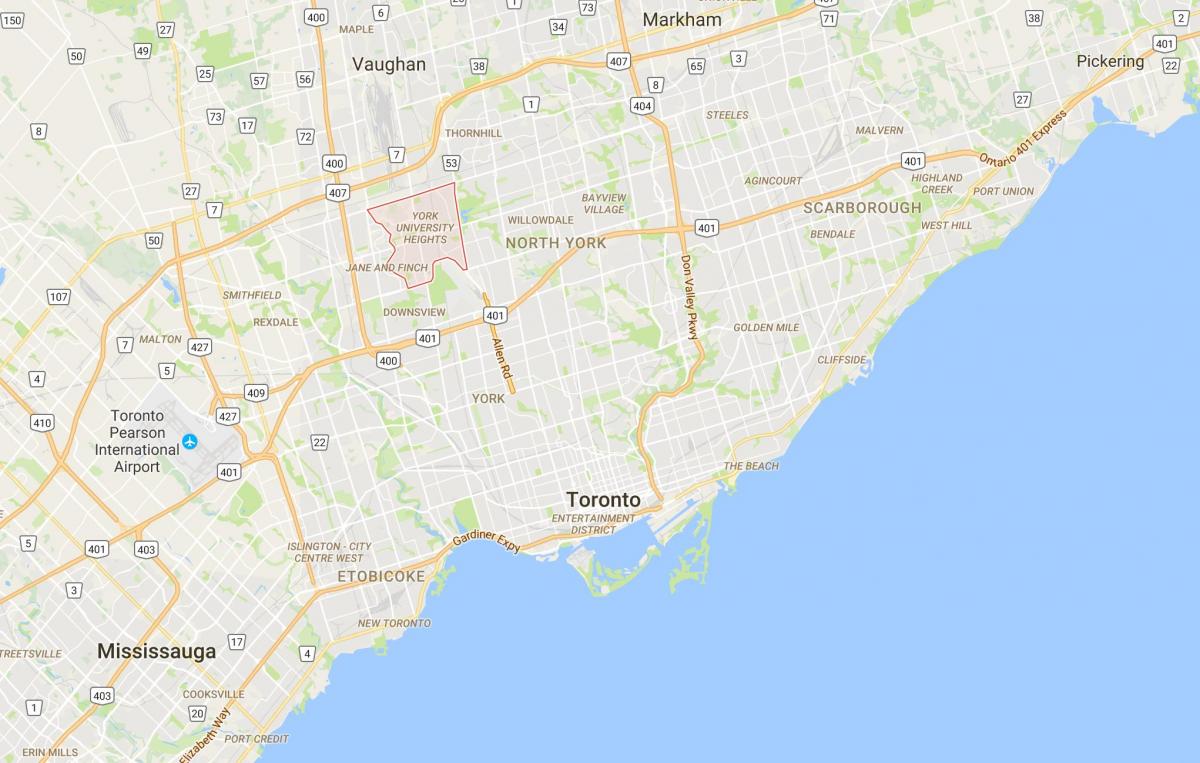 Kart av York University Heights-distriktet Toronto