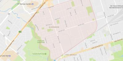 Kart av Alderwood the genesee grande-området i Toronto