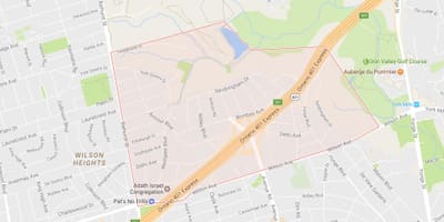 Kart av Armour Heights-området i Toronto
