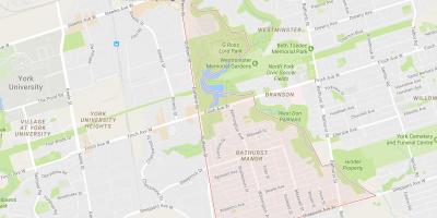 Kart av Bathurst Manor-området i Toronto