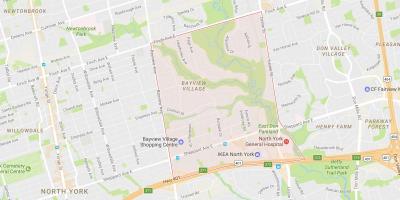 Kart over Bayview Village-området i Toronto