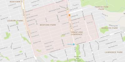 Kart over Bedford Park-området i Toronto