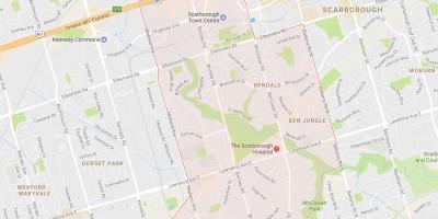 Kart over Bendale-området i Toronto