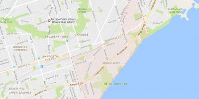 Kart av Bjørk Klippe-området i Toronto
