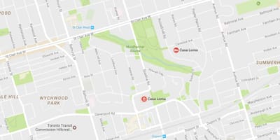 Kart av Casa Loma-området i Toronto