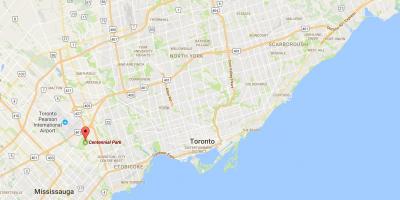 Kart av Centennial Park district i Toronto