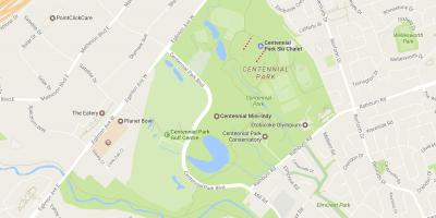 Kart av Centennial Park-området i Toronto
