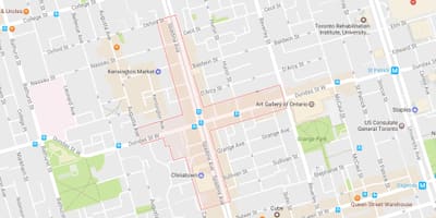 Kart av Chinatown-området i Toronto