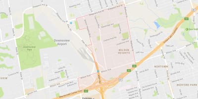 Kart over Clanton Park-området i Toronto
