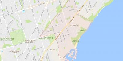 Kart over Cliffcrest-området i Toronto
