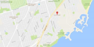 Kart over Cliffside-området i Toronto