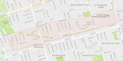 Kart over Davenport-området i Toronto