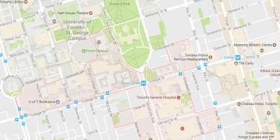 Kart av Discovery-Distriktet-området i Toronto