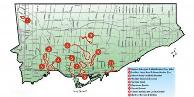 Kart over funn spasertur Toronto