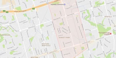 Kart av Dorset Park-området i Toronto