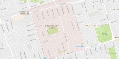 Kart over Dovercourt Park-området i Toronto