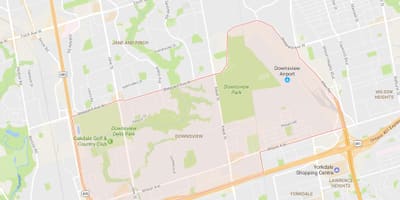 Kart av Downsview-området i Toronto