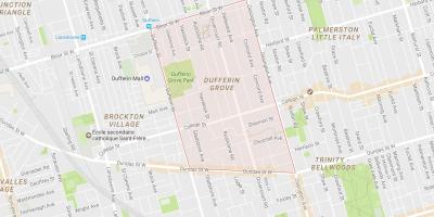 Kart av Dufferin Grove-området i Toronto