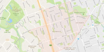 Kart over Eatonville-området i Toronto