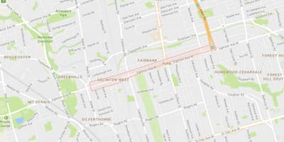 Kart over Eglinton West-området i Toronto