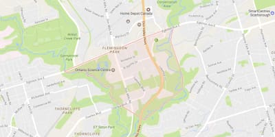 Kart over Flemingdon Park-området i Toronto