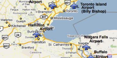 Kart av Flyplassene, i nærheten av Toronto