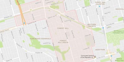 Kart av Forest Hill-området i Toronto